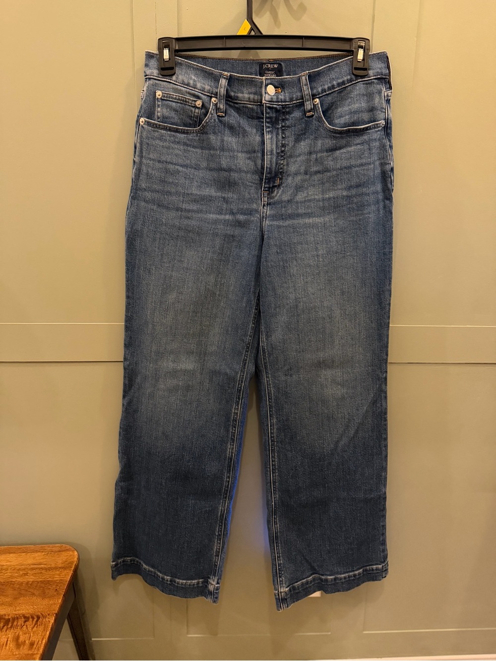 J.Crew Classic Wide-Leg Jeans in Medium Blue Denim